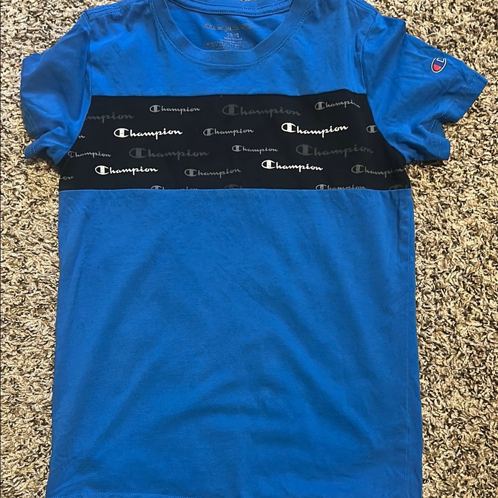 Champion Blue and Black Short Sleeve Tee